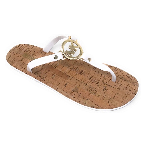 Michael Kors Shoes - MK Charm White Jelly Flip Flop Cork Bottom